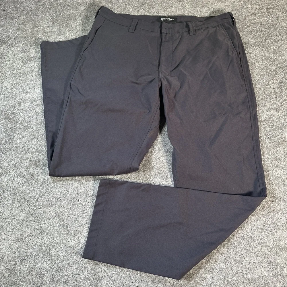 Bluffworks Pants Mens 36x32 Black Ascender Chino Tailored Fit Travel Casual City